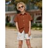 Arshiner Boys Button Down Shirt 100% Cotton Short Sleeve Shirt Solid Summer Beach Shirts with Pocket Size 4-14 Years(Caramel)