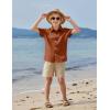 Arshiner Boys Button Down Shirt 100% Cotton Short Sleeve Shirt Solid Summer Beach Shirts with Pocket Size 4-14 Years(Caramel)