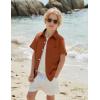 Arshiner Boys Button Down Shirt 100% Cotton Short Sleeve Shirt Solid Summer Beach Shirts with Pocket Size 4-14 Years(Caramel)