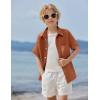 Arshiner Boys Button Down Shirt 100% Cotton Short Sleeve Shirt Solid Summer Beach Shirts with Pocket Size 4-14 Years(Caramel)