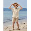 Arshiner Boys Button Down Shirt 100% Cotton Short Sleeve Shirt Solid Summer Beach Shirts with Pocket Size 4-14 Years(Champagne)