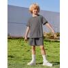 Arshiner Boys Loose Athletic Shorts Set Performance Crew Neck T-Shirt and Mesh Short 2 Piece Outfit for Active Kids(Dark Grey)
