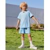 Arshiner Boys Loose Athletic Shorts Set Performance Crew Neck T-Shirt and Mesh Short 2 Piece Outfit for Active Kids(Light Blue)