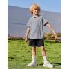 Arshiner Boys Loose Athletic Shorts Set Performance Crew Neck T-Shirt and Mesh Short 2 Piece Outfit for Active Kids(Light Grey/Black)