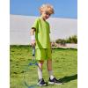 Arshiner Boys Loose Athletic Shorts Set Performance Crew Neck T-Shirt and Mesh Short 2 Piece Outfit for Active Kids(Lime Green)