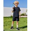 Arshiner Boys Loose Athletic Shorts Set Performance Crew Neck T-Shirt and Mesh Short 2 Piece Outfit for Active Kids(Navy Blue)