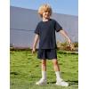 Arshiner Boys Loose Athletic Shorts Set Performance Crew Neck T-Shirt and Mesh Short 2 Piece Outfit for Active Kids(Navy Blue)