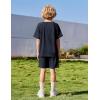 Arshiner Boys Loose Athletic Shorts Set Performance Crew Neck T-Shirt and Mesh Short 2 Piece Outfit for Active Kids(Navy Blue)