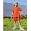 Arshiner Boys Loose Athletic Shorts Set Performance Crew Neck T-Shirt and Mesh Short 2 Piece Outfit for Active Kids(Orange)