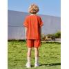 Arshiner Boys Loose Athletic Shorts Set Performance Crew Neck T-Shirt and Mesh Short 2 Piece Outfit for Active Kids(Orange)