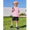 Arshiner Boys Loose Athletic Shorts Set Performance Crew Neck T-Shirt and Mesh Short 2 Piece Outfit for Active Kids(Pink/Black)