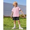 Arshiner Boys Loose Athletic Shorts Set Performance Crew Neck T-Shirt and Mesh Short 2 Piece Outfit for Active Kids(Pink/Black)