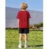 Arshiner Boys Loose Athletic Shorts Set Performance Crew Neck T-Shirt and Mesh Short 2 Piece Outfit for Active Kids(Red/Black)