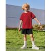 Arshiner Boys Loose Athletic Shorts Set Performance Crew Neck T-Shirt and Mesh Short 2 Piece Outfit for Active Kids(Red/Black)
