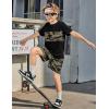 Arshiner Boys Short Sleeve Camo T Shirt and Shorts Set 2-Piece Black Outfit for Kids 9-10 Years