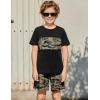 Arshiner Boys Short Sleeve Camo T Shirt and Shorts Set 2-Piece Black Outfit for Kids 9-10 Years