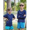 Arshiner Boys UPF 50+ Rash Guard Swim Shirts Short Sleeve Quick Dry UV Protection Sun Shirt for Boys and Girls(Navy Blue)