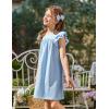 Arshiner Girls Nightgowns Cute Ruffle Short Sleeves Princess Pajamas Nightdress Sleepwear(Blue)