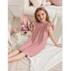 Arshiner Girls Nightgowns Cute Ruffle Short Sleeves Princess Pajamas Nightdress Sleepwear(Lotus Root Pink)