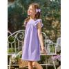 Arshiner Girls Nightgowns Cute Ruffle Short Sleeves Princess Pajamas Nightdress Sleepwear(Purple)