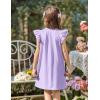 Arshiner Girls Nightgowns Cute Ruffle Short Sleeves Princess Pajamas Nightdress Sleepwear(Purple)