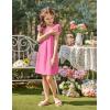 Arshiner Girls Nightgowns Cute Ruffle Short Sleeves Princess Pajamas Nightdress Sleepwear(Rose Red)