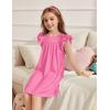 Arshiner Girls Nightgowns Cute Ruffle Short Sleeves Princess Pajamas Nightdress Sleepwear(Rose Red)