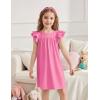Arshiner Girls Nightgowns Cute Ruffle Short Sleeves Princess Pajamas Nightdress Sleepwear(Rose Red)