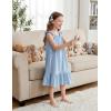 Arshiner Girls Nightgowns Pajama Dress Cute Ruffle Sleepwear Soft Night Gowns(Blue)