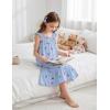 Arshiner Girls Nightgowns Pajama Dress Cute Ruffle Sleepwear Soft Night Gowns(Blue Cherry)