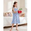 Arshiner Girls Nightgowns Pajama Dress Cute Ruffle Sleepwear Soft Night Gowns(Blue Cherry)