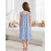 Arshiner Girls Nightgowns Pajama Dress Cute Ruffle Sleepwear Soft Night Gowns(Blue Cherry)