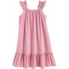 Arshiner Girls Nightgowns Pajama Dress Cute Ruffle Sleepwear Soft Night Gowns(Pink)