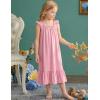 Arshiner Girls Nightgowns Pajama Dress Cute Ruffle Sleepwear Soft Night Gowns(Pink)