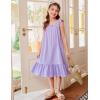 Arshiner Girls Nightgowns Pajama Dress Cute Ruffle Sleepwear Soft Night Gowns(Purple)