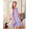 Arshiner Girls Nightgowns Pajama Dress Cute Ruffle Sleepwear Soft Night Gowns(Purple)