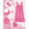 Arshiner Girls Nightgowns Pajama Dress Cute Ruffle Sleepwear Soft Night Gowns(Rose Red)