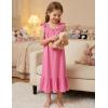 Arshiner Girls Nightgowns Pajama Dress Cute Ruffle Sleepwear Soft Night Gowns(Rose Red)