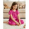 Arshiner Girls Nightgowns Silk Satin Pajama Dress Short Sleeve Soft Princess Sleepwear Rose Red 8-9 Years
