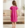 Arshiner Girls Nightgowns Silk Satin Pajama Dress Short Sleeve Soft Princess Sleepwear Rose Red 8-9 Years