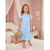 Arshiner Girls Nightgowns Sleepwear Short Sleeve Victorian Pajama Dress Soft Princess Sleepshirt for 3-12 Years Kids(Blue Little Flowers)
