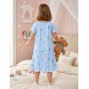 Arshiner Girls Nightgowns Sleepwear Short Sleeve Victorian Pajama Dress Soft Princess Sleepshirt for 3-12 Years Kids(Blue Little Flowers)