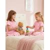 Arshiner Girls Nightgowns Sleepwear Short Sleeve Victorian Pajama Dress Soft Princess Sleepshirt for 3-12 Years Kids(Pink Cute Flower)