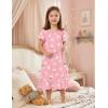 Arshiner Girls Nightgowns Sleepwear Short Sleeve Victorian Pajama Dress Soft Princess Sleepshirt for 3-12 Years Kids(Pink Cute Flower)