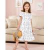 Arshiner Girls Nightgowns Sleepwear Short Sleeve Victorian Pajama Dress Soft Princess Sleepshirt for 3-12 Years Kids(Purple Little Flowers)