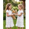 Arshiner Girls Nightgowns Sleepwear Short Sleeve Victorian Pajama Dress Soft Princess Sleepshirt for 3-12 Years Kids(Purple Little Flowers)