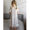 Arshiner Girls Nightgowns Sleepwear Short Sleeve Victorian Pajama Dress Soft Princess Sleepshirt for 3-12 Years Kids(White Cherry)