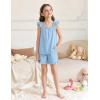 Arshiner Girls Pajamas Ruffle Tank Top and Shorts Sets Soft Cute 2 Piece Sleepwear for Kids(Blue)