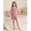 Arshiner Girls Pajamas Ruffle Tank Top and Shorts Sets Soft Cute 2 Piece Sleepwear for Kids(Lotus Root Pink)