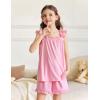 Arshiner Girls Pajamas Ruffle Tank Top and Shorts Sets Soft Cute 2 Piece Sleepwear for Kids(Pink)
